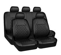 NYCH 9PCS Housse de Siège Voiture Cuir pour Volkswagen VW Polo V (6R, 6C) 2011 2012 2013 2014 2015 2016 2017 2018,Respirant Protection Siege Voiture pour 5 Places,A/9pcs Set Black