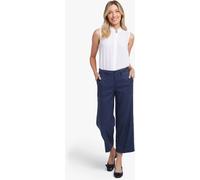 NYDJ NYDJ Light Blue Wide Leg Cargo Capri Trousers In Stretch Linen