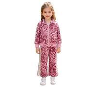 Nyeemya Combinaisons Sport Au Motif Léopard pour Les Petites Filles Ensemble Deux Pièces Au Motif Léopard Combinaisons Sport pour Bébé Fille Rose 12-18 Mois