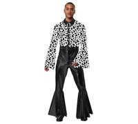 Nyeemya Corset Imprimé Mode À Manches Évasées Revers Magnifique Combinaison Disco Pour Homme Pantalon Évasé En Métal Halloween Fête À Thème S-3xl Noir 3XL