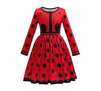 Nyeemya Costume De Jeu De Rôle Rouge Enfant Fille Costumes D'halloween Robe De Coccinelle À Pois Robe À Manches Longues Carnaval De Noël 3-10 Ans Rouge 3-4 ans