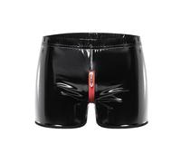 Nyeemya Homme Shorts en Cuir Boxer Ouvert Caleçon sous-vêtement De Nuit Slip Culotte Tanga Thong Bas De Bikini Bain Natation Underwear Noir A L