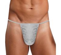 Nyeemya Homme Slip Tanga Culottes Minuscules Culottes G String Taille Basse Triangle Briefs Soutien Gorge Sport Et Culotte Exotique Chambre Argent XXL