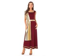 Nyeemya Robe Grecque Antique Femme Toge Déguisement Halloween Cosplay Déesse Aphrodite Tenue Élégante Fête Costumée Théâtre Bourgogne S