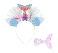NYGGTYK 1 bandeau coloré en forme de poisson avec 1 pince à cheveux en queue de poisson, bandeau de cosplay, bandeau pour fille, accessoire de coiffure (couleur :