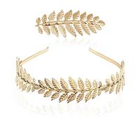 NYGGTYK 1 bandeau pour femme avec 1 épingle à cheveux, bandeau de mariée, bandeau de carnaval, bandeau pour femme, costume de fille, bandeau couronne (doré)