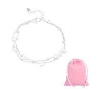 NYGGTYK 1 bracelet papillon double couche, 1 sac de rangement, bracelet papillon, bracelet en argent, bijoux exquis, convient aux couples et aux bons amis