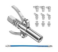 NYGGTYK 1 buse de verrouillage à double poignée pour pistolet à graisse, avec 1 tube à ressort, M6, M8, M10 - Buse de graisse droite incurvée - Buse de pistolet à graisse - Embout de buse de graisse -