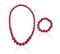 NYGGTYK 1 collier de perles avec 1 bracelet de perles, long collier de perles en acrylique, collier et bracelet en acrylique, accessoires de bijoux costumés, collier de perles et bracelet pour femme