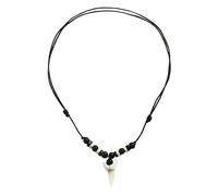 NYGGTYK 1 collier dent de requin - Collier surfeur avec perles en bois - Pendentif vintage tendance pour homme - Bijou décontracté, die Anhängergröße beträgt 2 * 3,5 cm, Fil ciré, perles en bois,