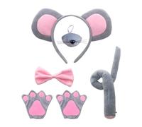 NYGGTYK 1 ensemble de costume de souris, costume d'animaux, costume de cosplay, costume de mascarade de souris, oreilles de souris, costume de bandeau, gants de patte de souris, Rose, taille unique
