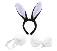 NYGGTYK 1 ensemble d'habillage de lapin, bandeau de lapin, queue de lapin, costume de lapin, kit de jeu de rôle pour enfants et adultes, ensemble de costume d'animal, ensemble de cosplay