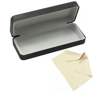 NYGGTYK 1 étui à lunettes noir et 1 chiffon à lunettes beige, étui de protection à lunettes, étui à lunettes en cuir, étui à lunettes de soleil à clamshell, étui à lunettes rigide, étui à lunettes