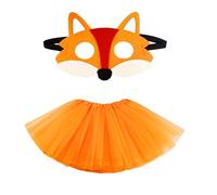 NYGGTYK 1 Jupe en Filet Et 1 Masque De Renard, Jupe Gonflée pour Enfants, Jupe De Danse, Jupe Courte Mignonne, Accessoires De Rôle.