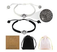 NYGGTYK 1 paire de bracelets de couple, 2 poches de rangement, bracelets assortis, bracelets d'amour, bracelets de couple, bracelets personnalisés en noir et blanc, adaptés pour offrir