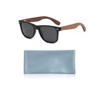 NYGGTYK 1 paire de lunettes noires et 1 pochette à lunettes bleue, lunettes de soleil rétro en bois, lunettes de soleil de ski pour homme, lunettes de soleil en polaire tendance pour la pêche, Noir