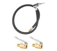 NYGGTYK 1 tuyau de gonflage, 2 adaptateurs de pompe à air, adaptateur de pompe à air, adaptateur de valve de voiture, connecteur rapide filetage fin, tuyau articulé à levier, indispensable pour le