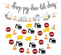 NYGGTYK 100 Morceaux De Confettis De Voiture D'Ingénierie Et 1 Morceau De Drapeau De Traction De Voiture D'Ingénierie, Drapeau De Traction De Dessins Animés, Décorations De Fête pour Enfants