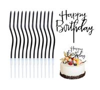 NYGGTYK 12 Morceaux De Bougies Courbes Et 1 Morceau D'Insert De Cartes À Gâteau, Décorations De Gâteaux, Bougies Créatives, Fournitures De Fête d'anniversaire