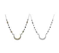 NYGGTYK Lot de 2 bandeaux en forme de croissant de lune - En cristal noir - Style rétro - Pour femme - Style médiéval - Bronze et argenté, 55+5cm(Länge), Alliage