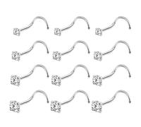 NYGGTYK 2 Morceaux De Clous Nasaux, Ongles Nasaux Incurvés en Zircon, Ongles Pénétrants pour Le Corps Humain, Universel pour Hommes Et Femmes, Ongles Métalliques Personnalisés