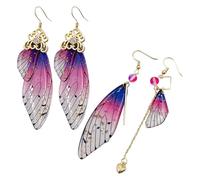 NYGGTYK 2 Paires De Boucles d'oreilles À Ailes Papillons, Boucles d'oreilles De Pendentif Créatif, Boucles d'oreilles en Résine Asymétrique, Ensemble De Bijoux Roman Et Exquis.