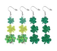 NYGGTYK 2 Paires De Boucles d'oreilles De Trèfle À Quatre Feuilles, De Boucles d'oreilles Longues, De Boucles d'oreilles en Acrylique, De Boucles d'oreilles De Fête, D'Accessoires De Vêtements