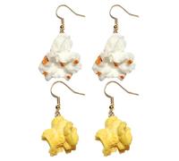 NYGGTYK 2 Paires De Boucles d'oreilles en Pop-Corn, Boucles d'oreilles De Style Créatives, Boucles d'oreilles Amusantes, Boucles d'oreilles Mignonnes Drôles, Boucles d'oreilles pour Femmes.