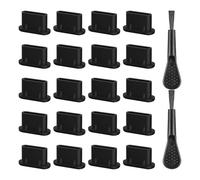 NYGGTYK 20 Morceaux De Téléphone Mobile Prort Port Port Progt Et 2 Morceaux De Brosse De Nettoyage, Bouchon en Silicone, Accessoires De Téléphone Mobile, Outils De Nettoyage De Téléphone Mobile