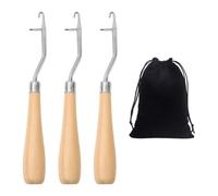 NYGGTYK 3 Pièces Au Crochet Et Un Sac en Velours De 1 Morceau, Crochet À Poignée en Bois, Outils De Tricot, Crochet Multifonction, Accessoires De Bricolage Faits À La Main