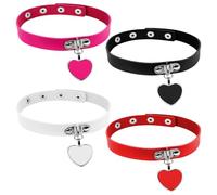 NYGGTYK 4 Pièces Collier De Pendentif en Forme De Cœur, Col en Cuir Punk, Collier Rocheux Réglable, Collier De Cœur De Personnalité pour Femmes, Accessoires Gothiques.