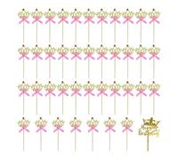 NYGGTYK 40 Morceaux De Panneaux en Bois De La Couronne Et 1 Morceau D'Insert De Cartes Acrylique, Décorations De Gâteaux, Fournitures De Fête d'anniversaire, Plug-in À Gâteau Scintillant.