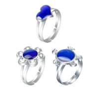 NYGGTYK Bague d'Humeur à Changement de Couleur - Lot de 3 Bagues Réglables Créatives en Métal avec Pierre pour Filles