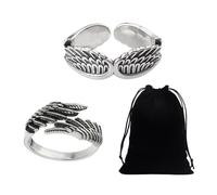 NYGGTYK Bagues réglables en 2 parties avec sac de rangement en 1 pièce, bague à ressort ouverte pour femme, bague unisexe personnalisée, bague en argent vintage pour femme, Argent