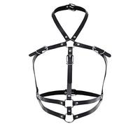 NYGGTYK Chaîne Corset Sexy en Cuir pour Femme - Bretelles, Chaîne de Taille, Sangle de Poitrine, Corps Croisé - Noir