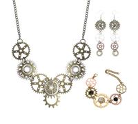 NYGGTYK Collier De Vitesses 1 Pièce, 1 Paire De Boucles d'oreilles Et 1 Bracelet De Vitesse, Bijoux Rétro, Bijoux De Personnalité Créatif, Bijoux De Style Punk.