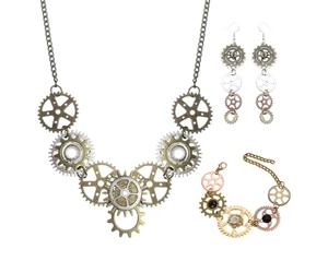 NYGGTYK Collier De Vitesses 1 Pièce, 1 Paire De Boucles d'oreilles Et 1 Bracelet De Vitesse, Bijoux Rétro, Bijoux De Personnalité Créatif, Bijoux De Style Punk.