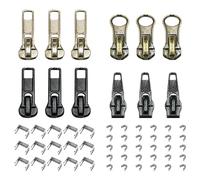 NYGGTYK Kit de réparation de fermetures éclair 57 pièces avec curseurs supérieurs et inférieurs en Métal Noir