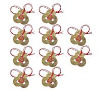 NYGGTYK Lot de 10 Pièces de Monnaie Porte-Bonheur pour le Nouvel An Chinois - Feng Shui Bronze, Pièces en Cuivre, Décorations