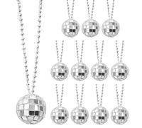 NYGGTYK Lot de 12 colliers à boules disco - Collier à boules disco - Collier des années 70/80/90 - Pendentif boule disco - Accessoire de boule disco - Convient pour les boules disco et les fêtes,
