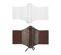 NYGGTYK Lot de 2 ceintures larges rétro - Corsets élastiques - Largeur de guêpe - Bretelles gainantes avec large ceinture - Ceinture élastique large pour femme (blanc, marron), Blanc/marron, 65 x 12