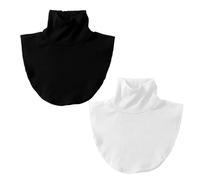 NYGGTYK Lot de 2 écharpes à col roulé pour femme - Protection solaire - Col chaud - Col superposé - Faux col tortue - Col monobloc - Insert de col de chemise pour femme, noir/blanc, 20