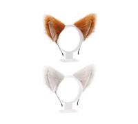 NYGGTYK Lot de 2 bandeaux oreilles de chat en peluche - Oreilles de chat blanches - Convient pour les mascarades, les fêtes à thème, les réunions, les cadeaux de vacances (blanc pur, couleur abricot)