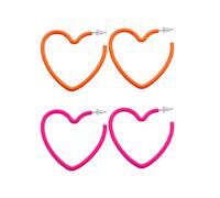 NYGGTYK Lot de 2 paires de boucles d'oreilles en forme de cœur, boucles d'oreilles roses, boucles d'oreilles néon, boucles d'oreilles en acrylique, boucles d'oreilles rétro en forme de cœur, boucles