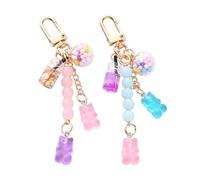 NYGGTYK Lot de 2 pendentifs en forme d'ours, pendentifs de bonbons, pendentifs en forme de cœur pour filles, porte-clés mignons, mini porte-clés, porte-clés pour femme, Mélange de couleurs,
