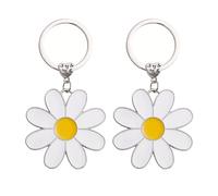 NYGGTYK Lot de 2 Porte-clés en Forme de Fleur Blanche pour Femme - Mignon, pour Sac, en Métal, Blanc, 4,5 cm