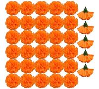 NYGGTYK Lot de 35 têtes d'œillets artificielles, fleurs simulées, têtes séchées décoratives, adaptées pour les centres commerciaux, les fêtes, les décorations de maison et de mariage (orange)