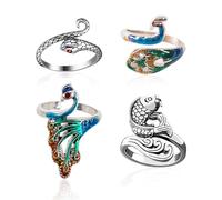 NYGGTYK Lot de 4 Anneaux de Crochet, Outils de Tricot, Anneaux de Serrage Réglables pour Crochet à la Main