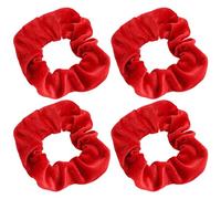 NYGGTYK Lot de 4 bandeaux en velours rouge pour queue de cheval - Bandeaux souples à tête sphérique - Accessoires de cheveux pour filles et femmes