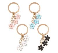 NYGGTYK Lot de 4 porte-clés en fleurs de cerisier, porte-clés pour femme, pendentif en fleur de cerisier, pendentif de décoration de sac à main, accessoires de pendentif floral, cadeaux pour filles,